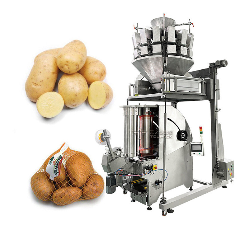 10 têtes à plusieurs têtes pesanteur de pommes de terre sacs à mailles d'oignon machine d'emballage de combinaison de fruits ligne de production de pesanteur