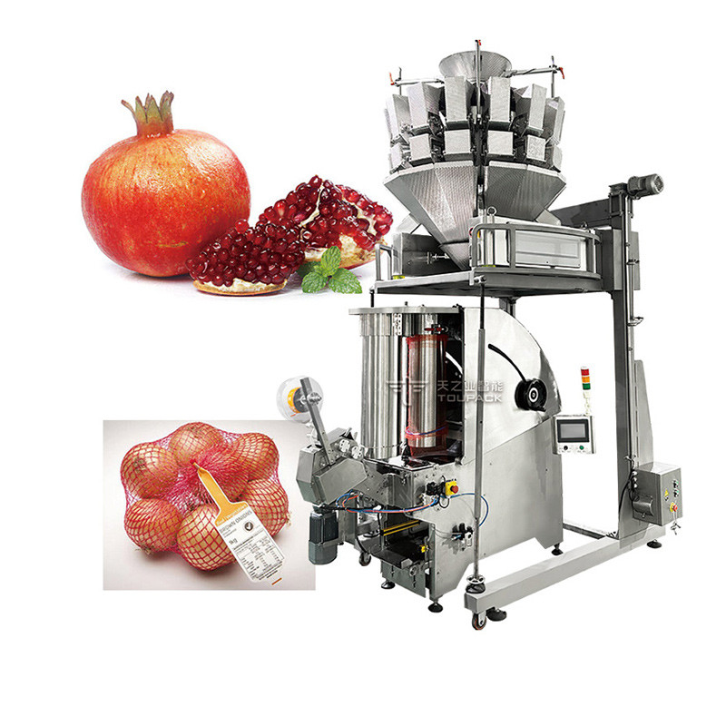 10 têtes à plusieurs têtes pesanteur de pommes de terre sacs à mailles d'oignon machine d'emballage de combinaison de fruits ligne de production de pesanteur