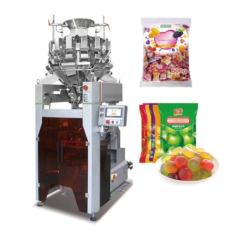 10/14 Poidsur à plusieurs têtes poidsur à granulés machines d'emballage de granulés sacs en plastique poidsur à plusieurs têtes verticale machine d'emballage