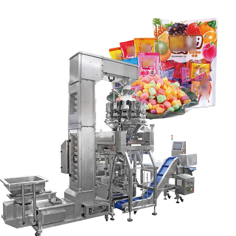 Forme verticale d'azote à grande vitesse entièrement automatique remplir le joint sac de collation nourriture peser les bouffées de nourriture machine d'emballage de granulés