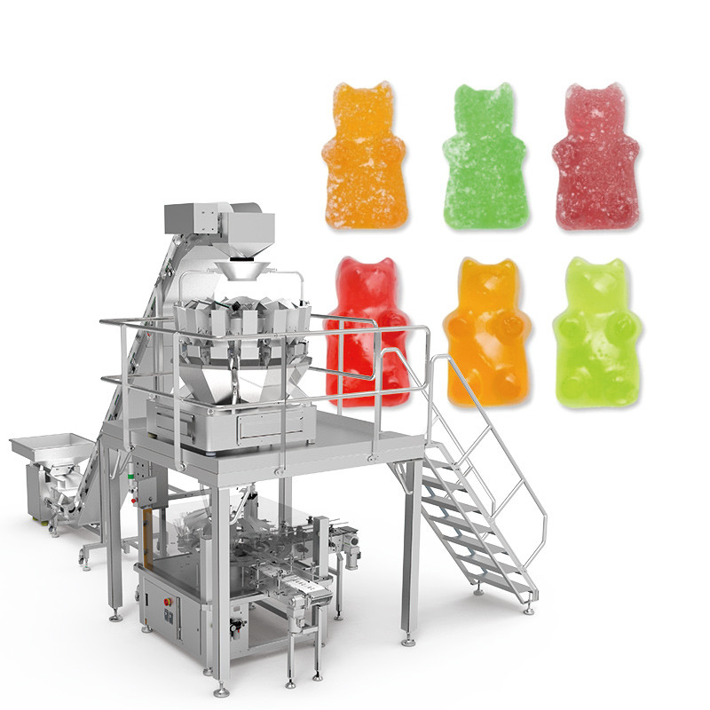 Machine automatique à emballer les graines de haricots et les noix bonbons noix secs fruits nourriture collation multi-tête pesanteur de nourriture avec l'azote