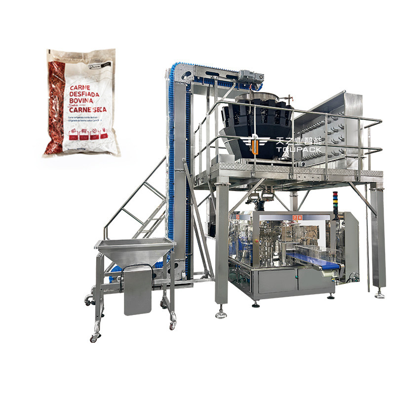 Nuggets de bœuf déshydraté efficaces personnalisés Machine d'emballage à emballement quantitatif prête à manger