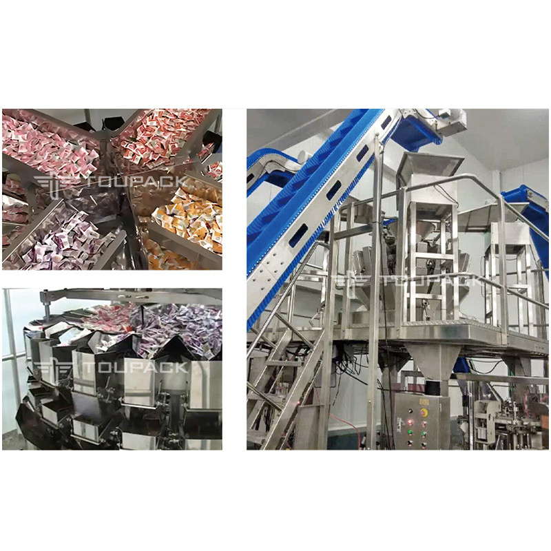 Machine d'emballage de légumes secs croustillants multi-tête pesanteur congeler machine d'emballage de fraises de fruits mélangés de mangue séchée