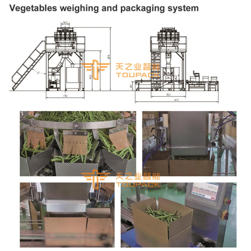 Combiweigh Multihead Weigher 500g 1kg 5kg Multihead Weigher Machine d'emballage de poivre vert et orange machines d'emballage pour les cartons