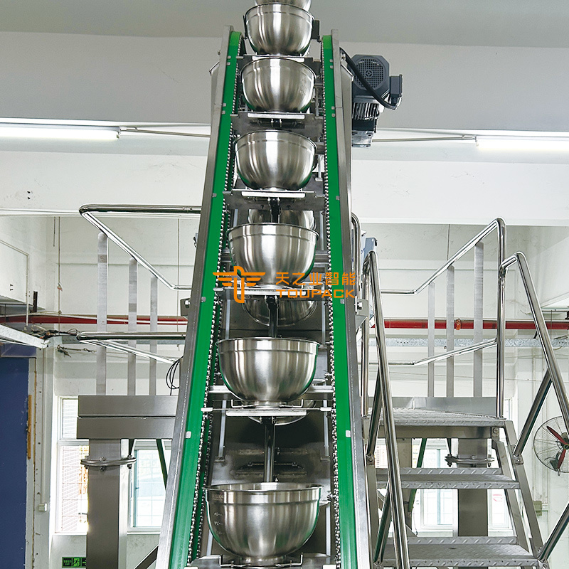 Machinerie de convoyeur de type bol Ascenseur de type Z en acier inoxydable Ascenseur incliné de convoyeur de bol pour viande