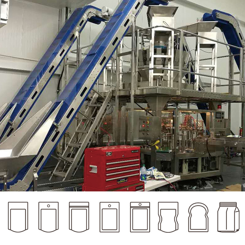 Machine d'emballage de sachets de collations entièrement automatique pour collations, chips de pommes de terre, pop-corn, rinçage à l'azote, machine d'emballage Doypack