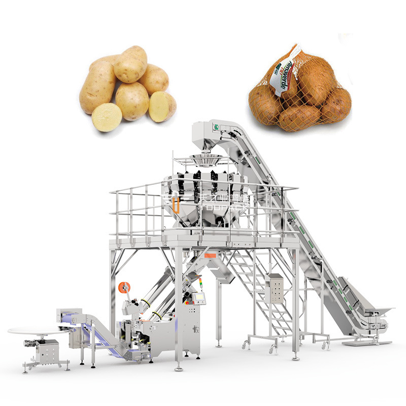 Machine automatique verticale à grande vitesse pour poches en filet, machine à emballer les légumes carottes, les sacs en filet, les poires, machine d'emballage automatique de filets