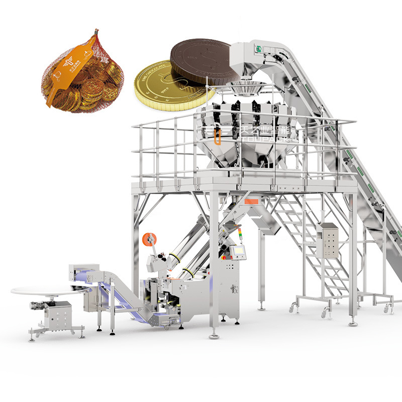Baleuse automatique à grande vitesse en acier inoxydable 304/316 pour sacs en filet pour fruits et légumes avec une vitesse d'emballage de 25-40 BPM