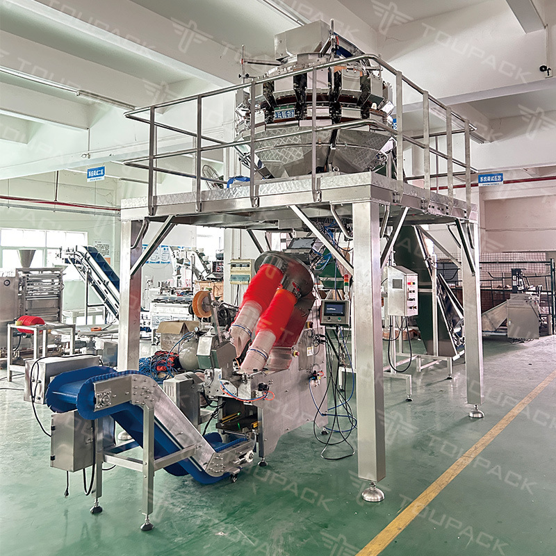 Machine d'emballage de sacs en acier inoxydable 304/316 en maille entièrement automatique avec une vitesse de 25 à 40 bpm pour les fruits et légumes