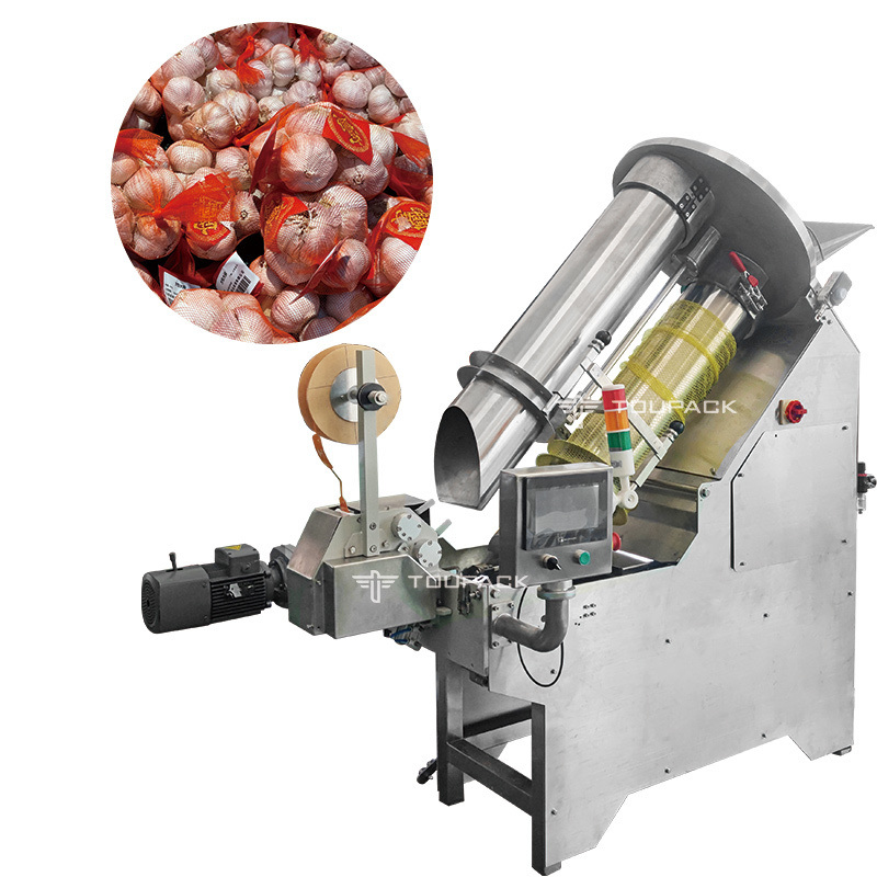 Machine automatique d'emballage de sacs à nette de pommes de terre/machine d'emballage de sacs en treillis de gingembre/machine d'emballage de sacs en treillis de fruits d'agrumes pour supermarché