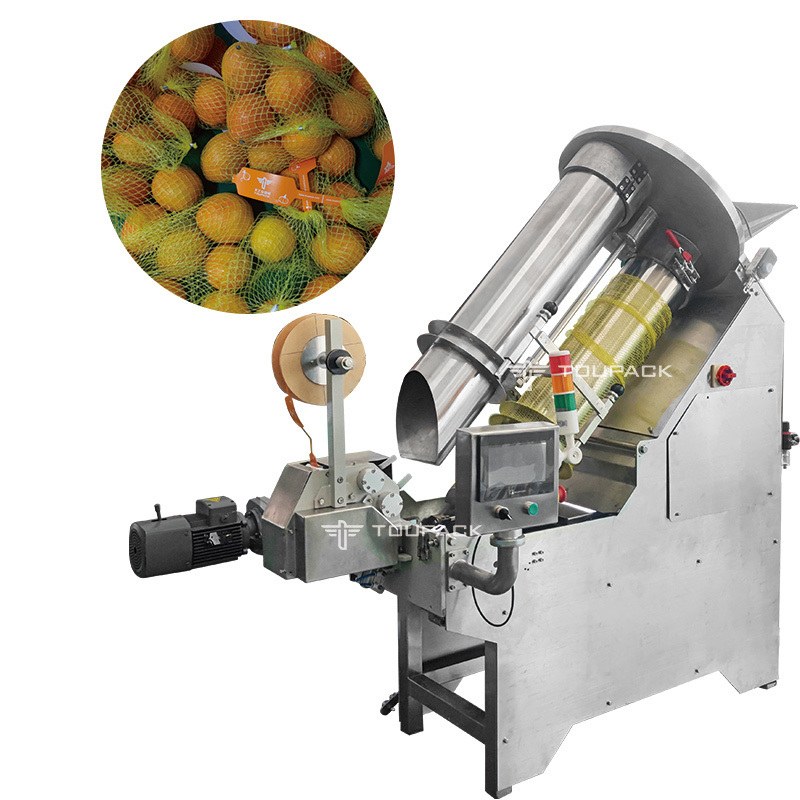 Machine automatique d'emballage de sacs à nette de pommes de terre/machine d'emballage de sacs en treillis de gingembre/machine d'emballage de sacs en treillis de fruits d'agrumes pour supermarché