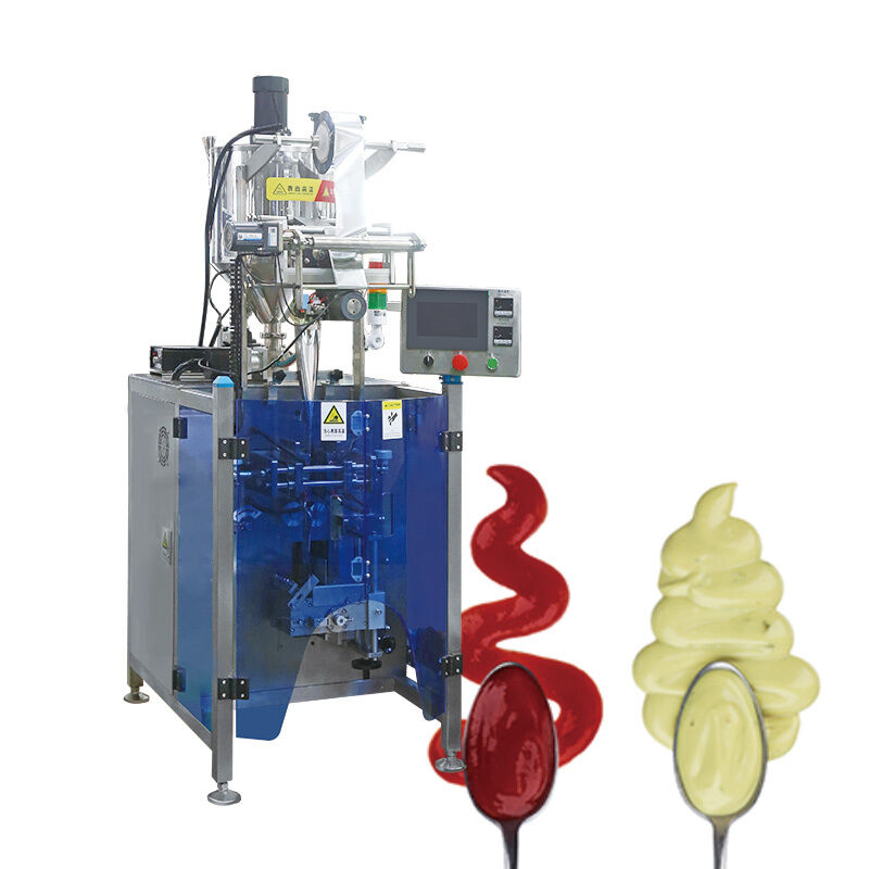 Machine d'emballage et de remplissage de sachets de confiture de fraises, ketchup, concentré de tomates, sauce, jus de fruits, café.
