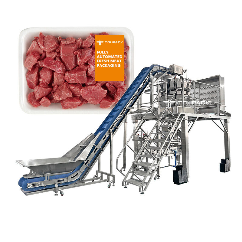 Machine d'emballage combinée avec peseuse associative pour viande fraîche et plats préparés
