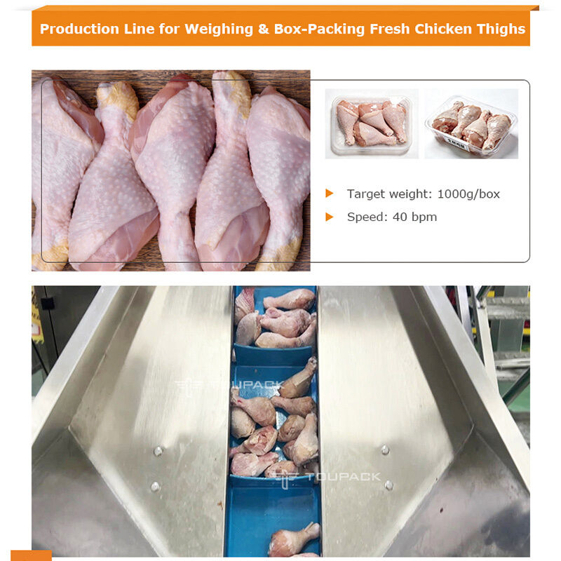 All-in-one ligne automatique de déshydratation et de remplissage de plateau avec pesage à vis à plusieurs têtes de haute précision pour la viande collante