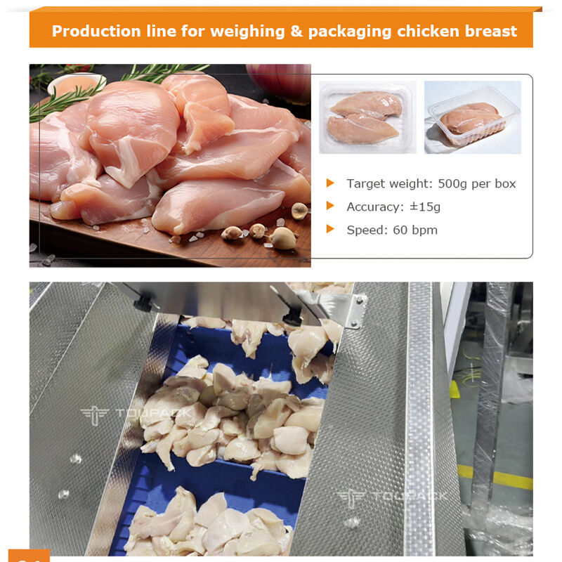 All-in-one ligne automatique de déshydratation et de remplissage de plateau avec pesage à vis à plusieurs têtes de haute précision pour la viande collante