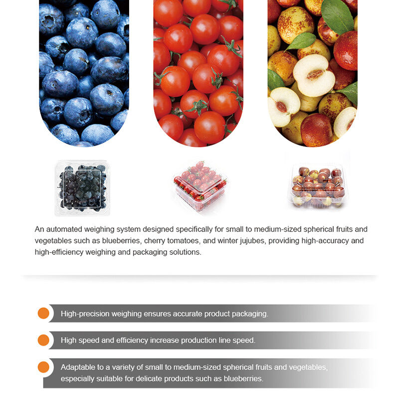 Ligne d'emballage de scellage de plateau de fruits et légumes de tomates cerises, peseuse linéaire automatique avec système de pesage de haute précision