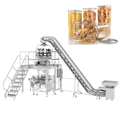 La machine de remplissage automatique d'ODM a mis des pots en bouteille met en boîte les bonbons soufflés à nourriture emballant la machine rotatoire de cachetage de remplissage de tasse