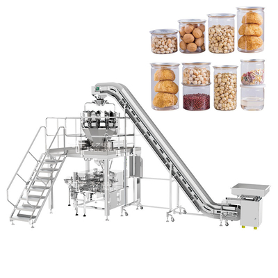 Machine de remplissage de bouteilles en plastique d'écrou de casse-croûte de fruits secs avec le convoyeur incliné de peseur de Multihead