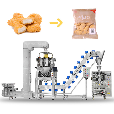 Système d'emballage automatisé à 60 bpm Sacoche de nourriture congelée boulettes de viande poulet jambes de poulet Nuggets machine d'emballage