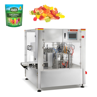 PLC Préfabriqué machine d'emballage de sacoche Doux bonbons gommés oursons sucre sac fermeture éclair rotatif Doypack machines d'emballage