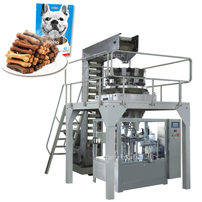 Levez-vous Pouch Doypack Machine d'emballage Long biscuits glaçons Poids quantitatif et ligne d'emballage