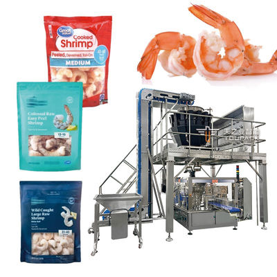 Machine d'emballage automatique sous vide de sachets de produits alimentaires surgelés, crevettes, anneaux de calamars, ensacheuse, peseuse associative, machine de remplissage et d'emballage