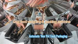 Machine automatique de pesage et d'emballage d'aliments pour animaux de compagnie en bande