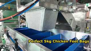 Ligne de pesée et de conditionnement automatique pour pattes de poulet (sacs de 5 kg)